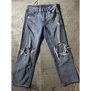 Just USA Jeans Womens 4 Distressed Straight Leg Light Wash Denim
